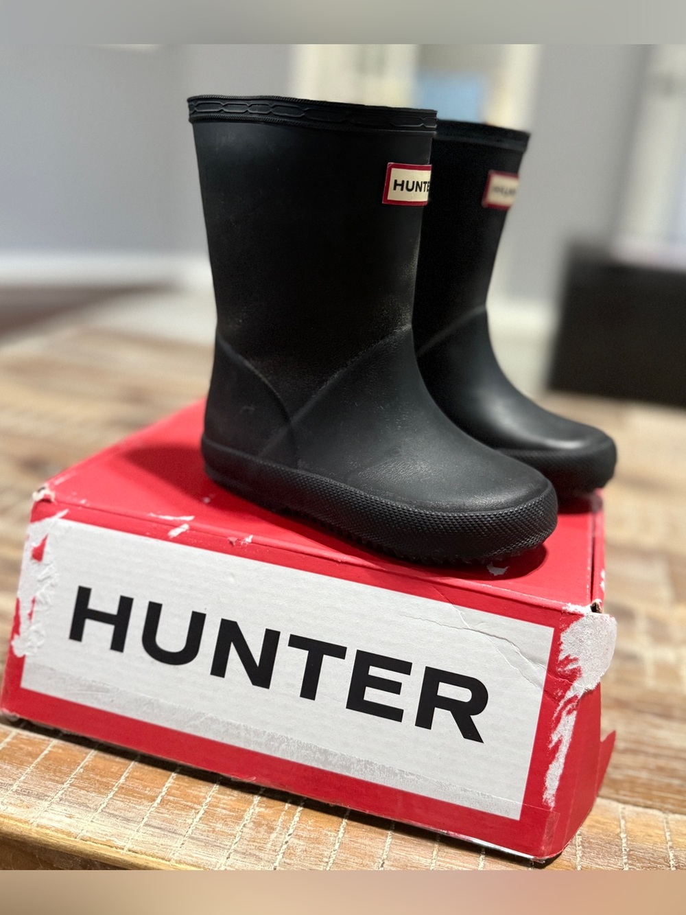 Hunter Kids Black Rubber Rain Boots